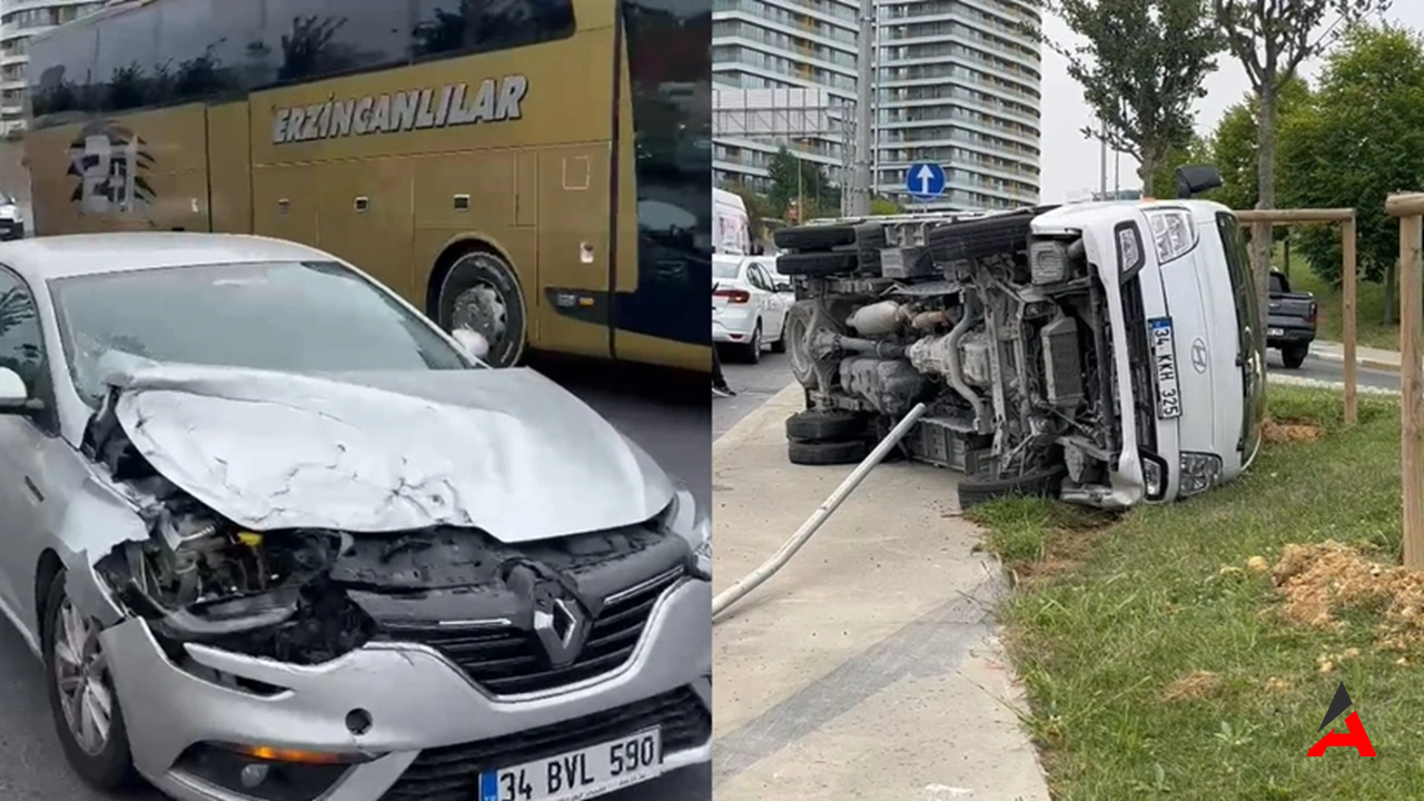 Otomobilin Çarptığı Kamyonet Devrildi, Üç Kişi Yaralandı